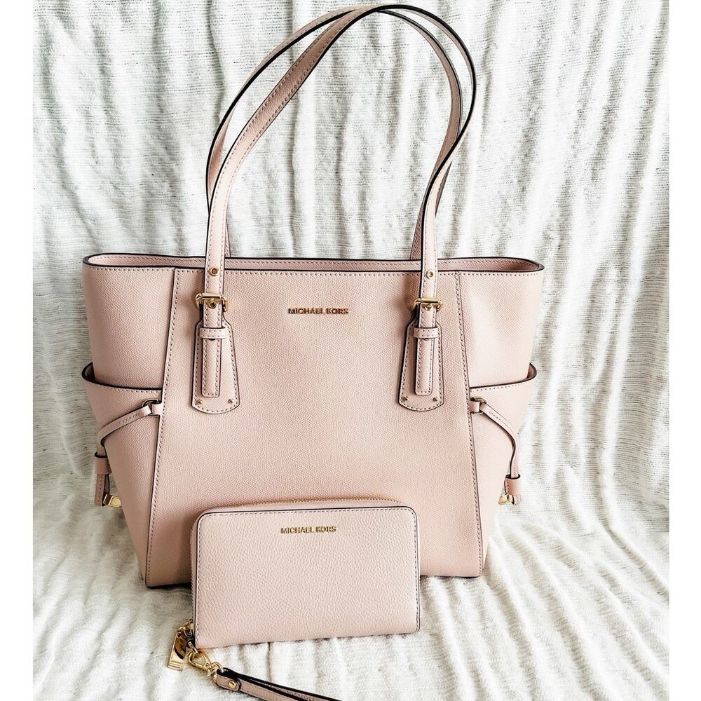 NWT Michael Kors Voyager East/West Tote Bag & Wristlet Wallet Soft Pink Leather